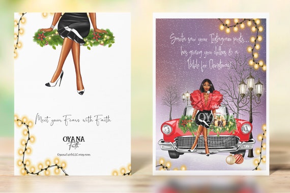 Christmas Card, African American, Afro Art, Black Woman Cards, Black Greeting Cards,Ethnic Greetings Cards, IG, Instagram Christmas Il_570xn