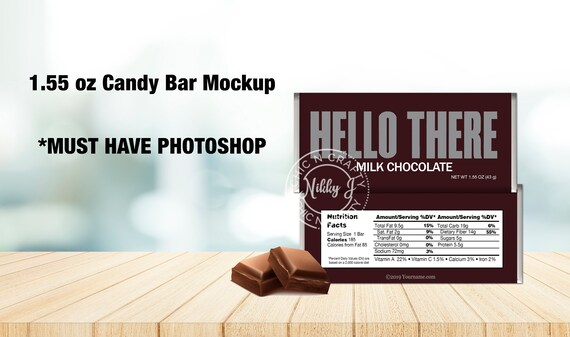 Download Candy Bar Mockup Candy Bar Wrapper Mockup 1 55 Oz Candy Etsy PSD Mockup Templates