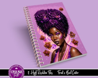 Plantilla de portada de diario, portada de planificador, portada de cuaderno, portada de diario, arte de pared, arte africano, imprimible, amante púrpura, uso comercial