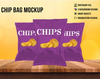 Chip Bag, Chip Bag Mockup, PSD Mockup, Instant Download Template, Photoshop Mockup Template