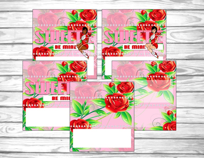 Commercial Use,Valentine/'s Day Sweetie Be Mine Pin Up Girl,Valentine/'s Favor,Candy Bar Wrapper Templates Candy Bar Wrapper Set,