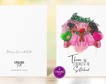 AKA Inspired,  Pink & Green, Valentine's Day, Black Greeting Cards, Black Greek, Sisterhood Greeting Card ,Sisterhood,Sorority