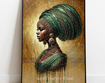 Black Art, Digital Art, Black Woman Art, Digital Painting, AI Generated Art, Motivational Art, Wall Art, Greeting Cards, Commercial Use