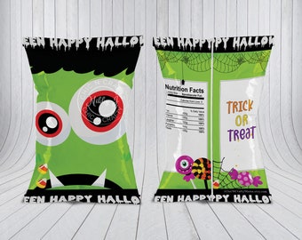 DIY Printable, Candy Monster,Halloween Party, Halloween, Chip Bags, Treat Bags, Favor Bags, Party Favors, Favors,Digital,PRE-DESIGNED