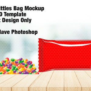 Skittles Wrapper Mockup, 2.17oz Skittles Bag, Create Your Own Mockup Commercial Use, Instant Download Template, Photoshop Template