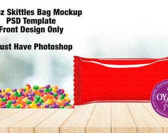 Skittles Wrapper Mockup, 2.17oz Skittles Bag, Create Your Own Mockup Commercial Use, Instant Download Template, Photoshop Template