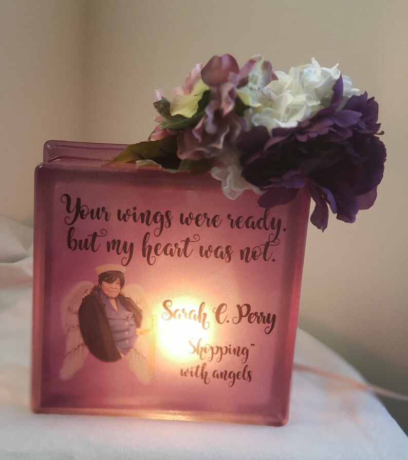 Memorial Glass Block,Honor A Life,Sympathy Gift,Unique Memorial Gift,Glass Block Night Light,Lighted Glass Block,Photo Keepsake