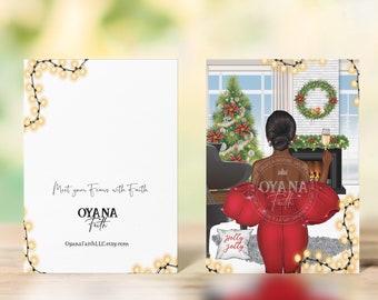 Christmas Card, African American, Black Expressions, Afro Art, Black Woman Greeting Card, Black Greeting Cards, Ethnic Greetings Cards,