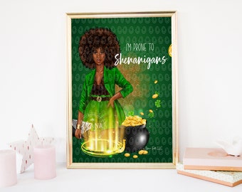 St. Patrick's Day, Afro Art. Notebook Cover, Planner Dashboard. Digital Page, Diy Printable,Letter Size, LIMITED SALE, Instant Download