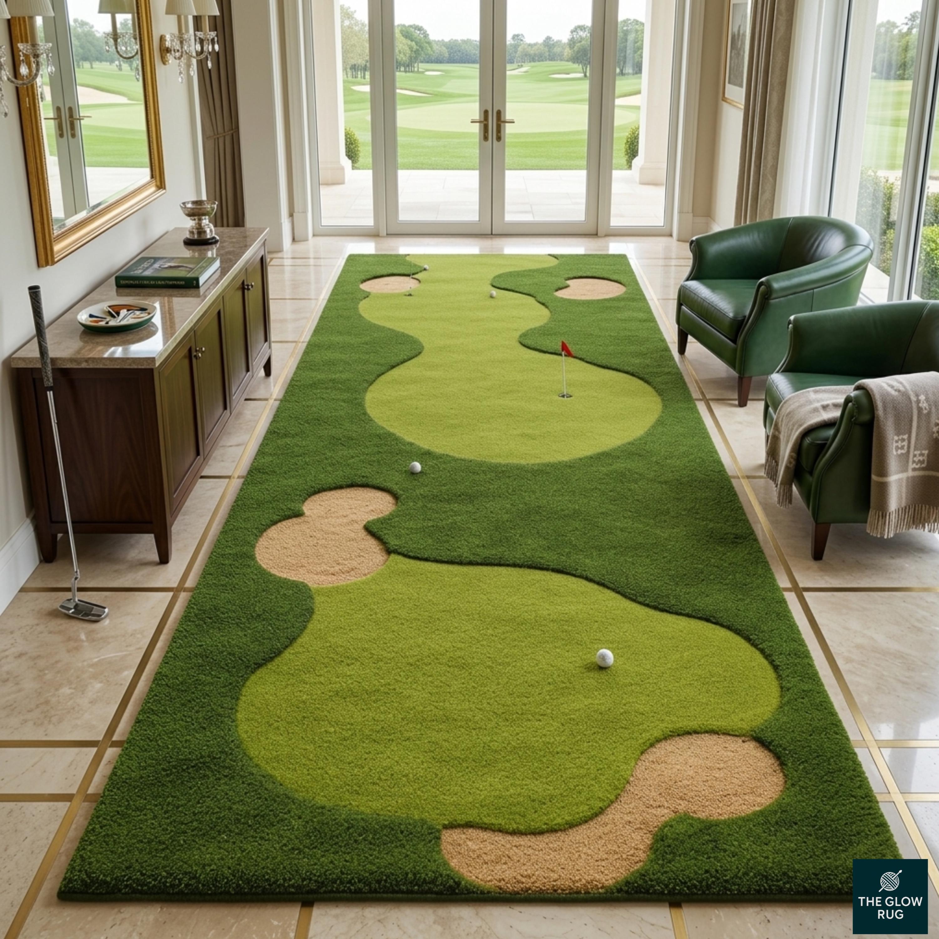 Golf Ramp Rug Golf Putting Green Runner Rug | Golf Course Hallway Rug | Hand Tufted ...