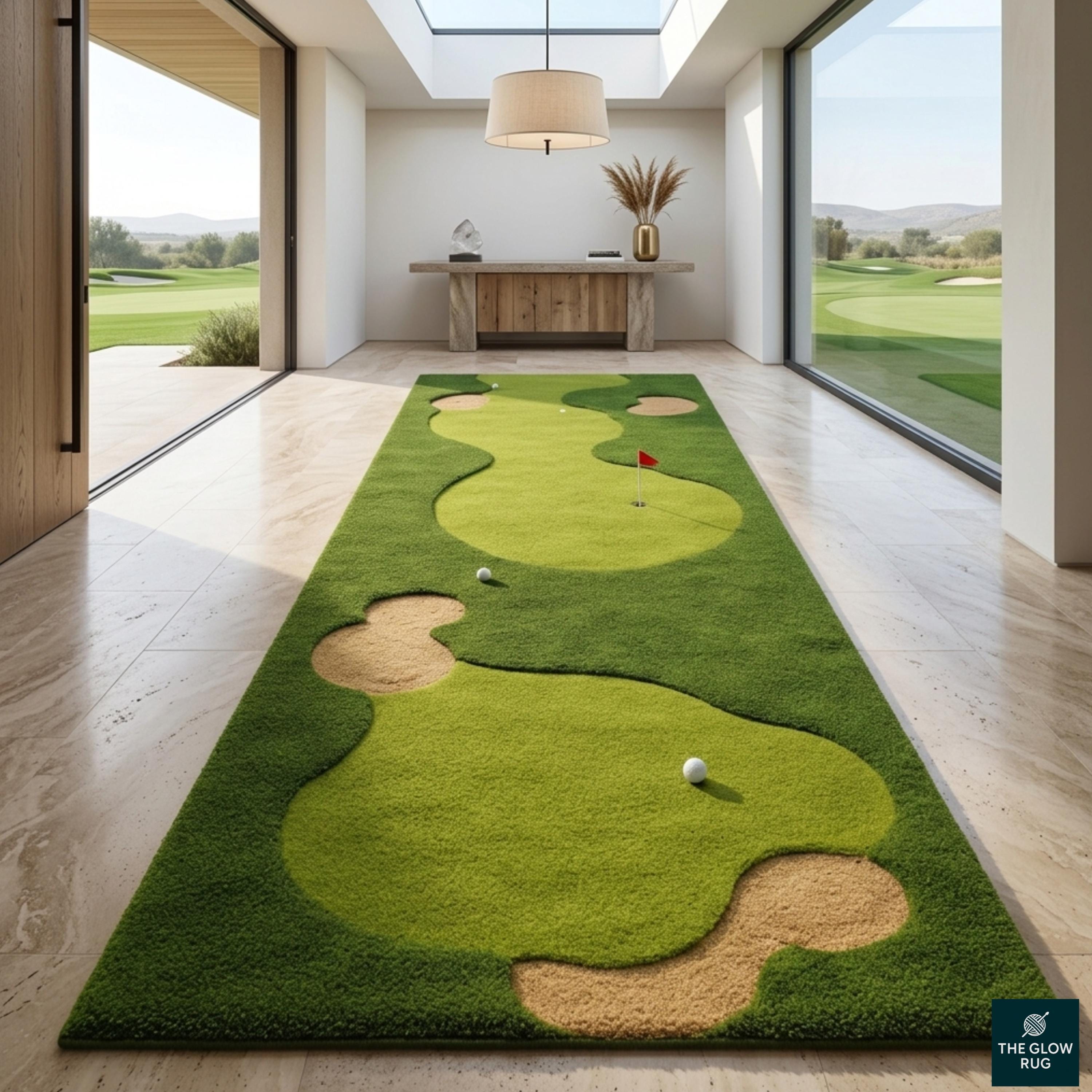 Golf Entry Rug Golf Putting Green Runner Rug | Golf Course Hallway Rug | Hand Tufted ...