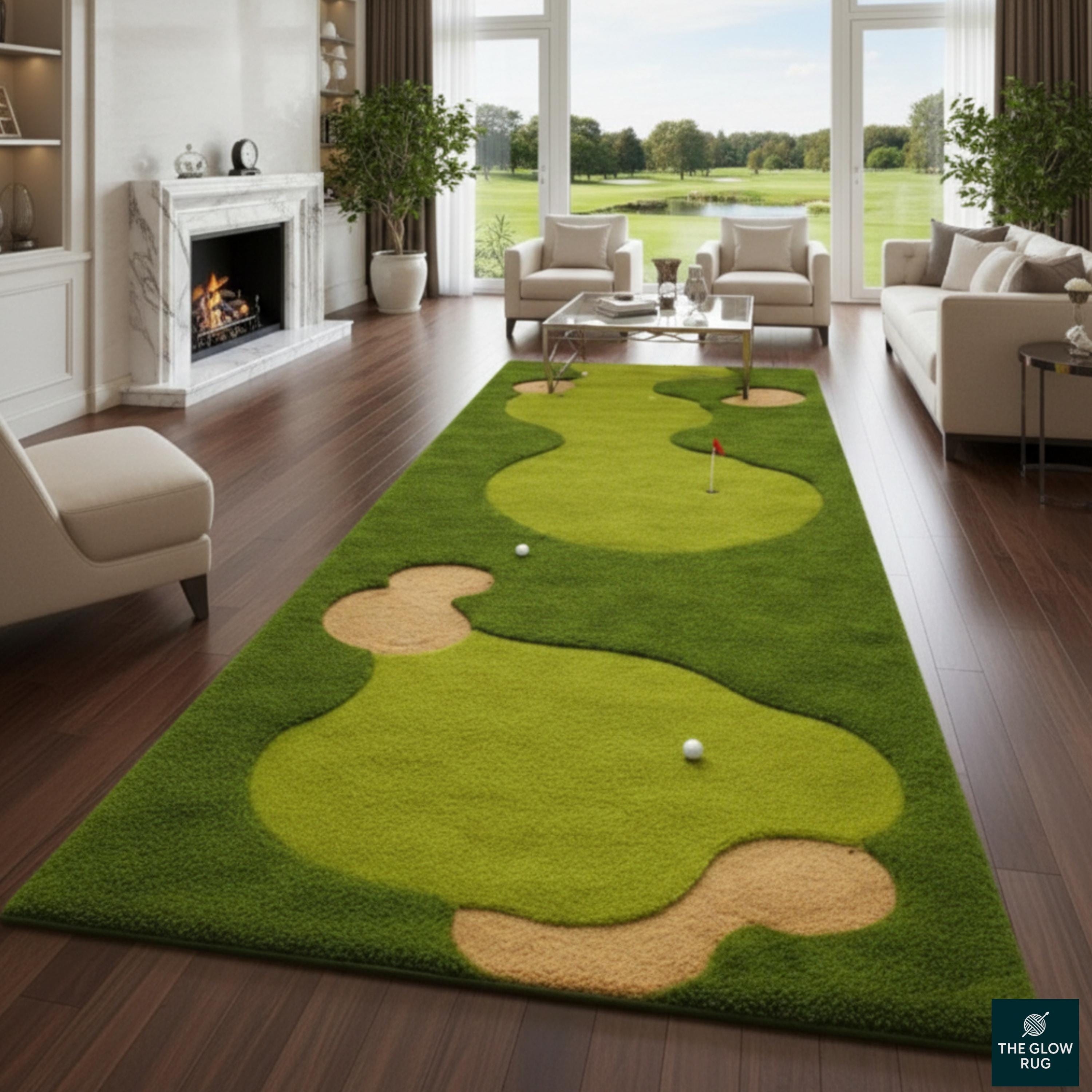 Golf Ramp Rug Golf Putting Green Runner Rug | Golf Course Hallway Rug | Hand Tufted ...