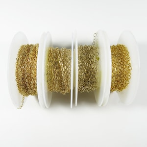 Gold Filled Chain - 14k GF Flat Cable Chain, Bulk Unfinished, Available in 4 sizes: 1.6mm, 1.9mm, 2.1mm, and 2.4mm, Sold by the Foot