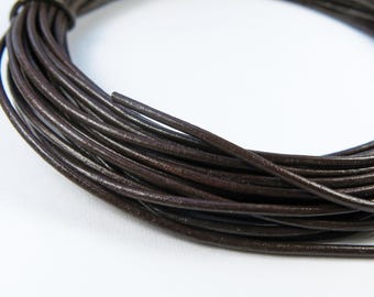 Brown Leather Cord: 10 Yards of 2mm Round Cord
