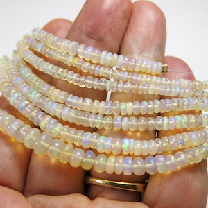 Ethiopian Welo Opals: Smooth Gemstone Rondelles with Color Flashes, Mixed Sizes, 2", 4" Strands