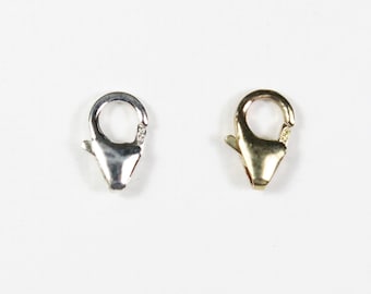 Lobster Claw Teardrop Trigger Clasps: 8mm, Packs of 10 Sterling Silver, 5 Gold Filled
