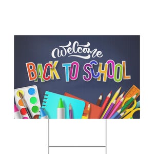 Welkom terug op school: plastic tuinbord | Decoratie schoolgeest, welkomstbord klaslokaal, bewegwijzering buiten, terug naar school-evenement