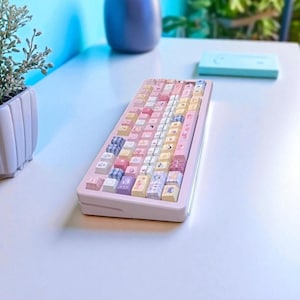 Cute Summer Keycaps Set | PBT Keycaps Cherry/MOA Profile | Cartoon Anime Gaming Keycaps for Mechanical Keyboard