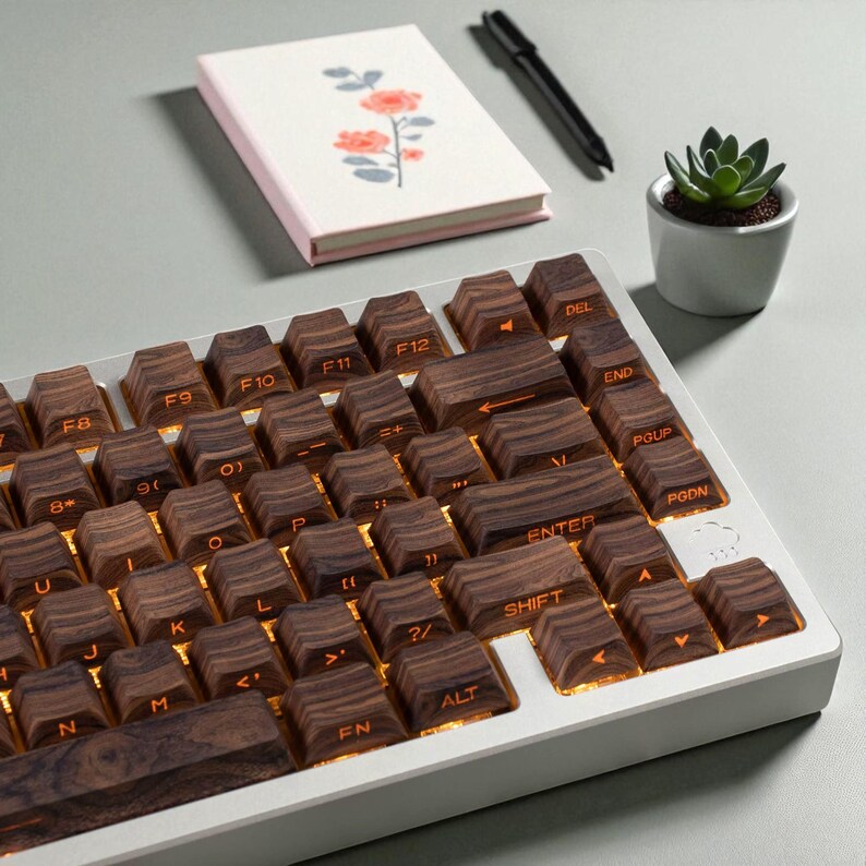 Wooden Pattern Keycaps Walnut Wood Keycap Set, Cherry Profile, PBT, Shine-through - Etsy