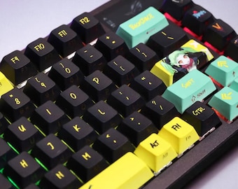 Juego de teclas mecánicas Neon, PBT de doble leyenda, perfil ASA, 124 teclas