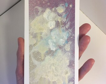 Miniature Abstract Painting Original, Abstract Oil on Paper, Oil Hand Painting, Home, Office Wall Art, Title: "White Storm"