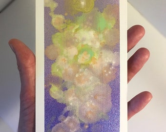 Miniature Abstract Painting Original, Abstract Oil on Paper, Oil Hand Painting, Office Wall Art Green, Title: "Lime Burst"