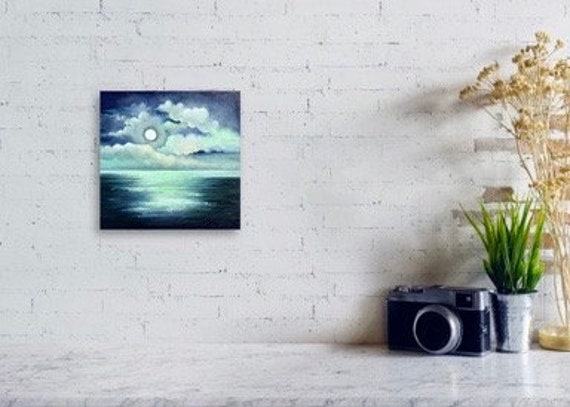 抽象画 青い 海 油絵 絵画 油彩画 オリジナル