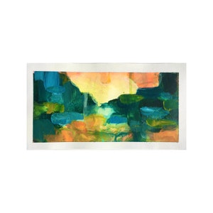 Miniature Abstract Painting Original, Abstract Oil on Paper, Oil Hand Painting, Office Wall Art, Water lilies, Title: "Water Lilies 3"