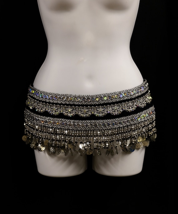 Black & Silver Bellydance Coin Belt - Etsy display picture 1