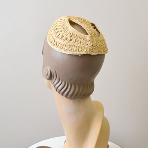 1930s Cream Straw Juliet Cap image 1