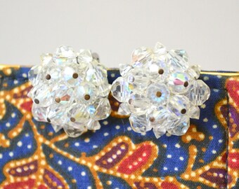 1950s Laguna Crystal Cluster Clip Earrings