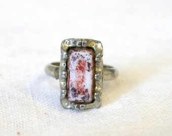 1970s Glass Stone Ring, Size 6