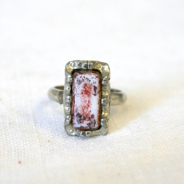 1970s Glass Stone Ring, Size 6