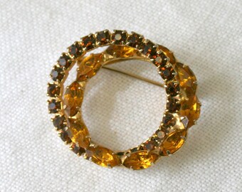 1960s Autumnal Rhinestone Circles Brooch