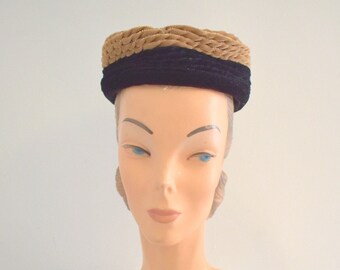 1950s Twisted Velvet Pillbox Hat