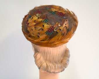 1960s Brown Feather Hat