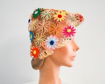 1960s Raffia and Felt Flower Hat