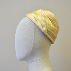 1950s Edna Mye Cream Satin Turban Style Hat image 1