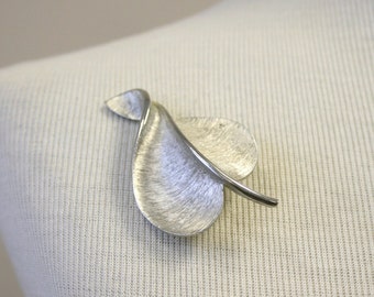 1960s Silver Leaf Brooch