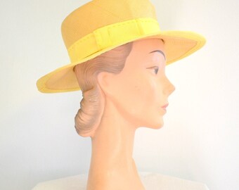 1960s Kutz Yellow Straw Hat
