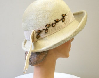 1960s Lazarus Cream Fur Felt Hat