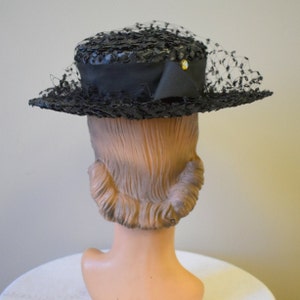 1960s Black Straw Sun Hat