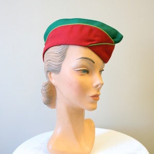 1940s/50s Red and Green Uniform Garrison Cap image 1