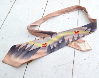 1940s Pilgrim Airbrush Design Necktie