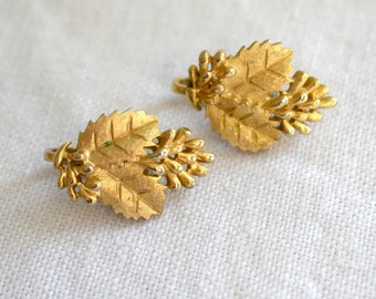 1960s Trifari Gold Leaf Clip Earrings