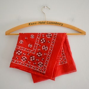 Vintage Red Cotton Bandana with Circular Design