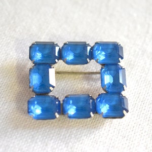 1930s/40s Blue Rhinestone Rectangle Brooch