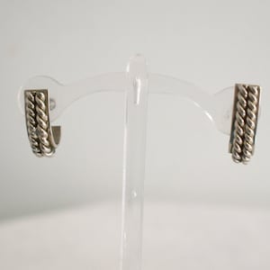 Vintage Silver Twist Hoop Screw Back Earrings