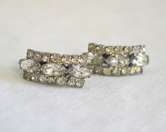 1950s/60s Clear Rhinestone Clip Earrings