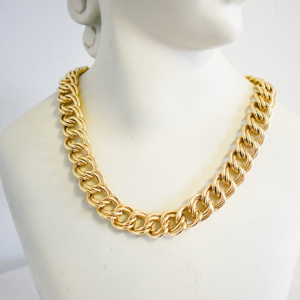 Vintage Givenchy Gold Metal Chain Link Necklace